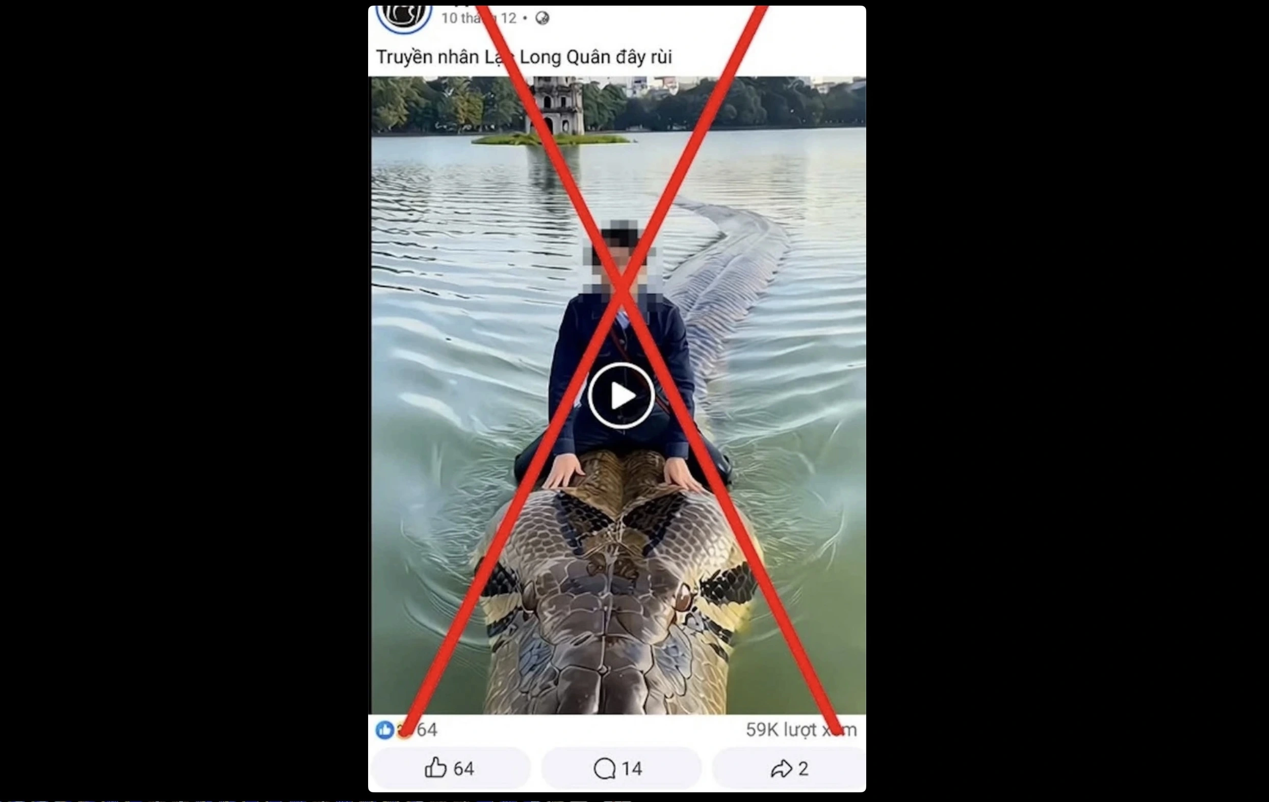 Xử phạt người dùng AI tạo video trăn khổng lồ bơi trên hồ Hoàn Kiếm